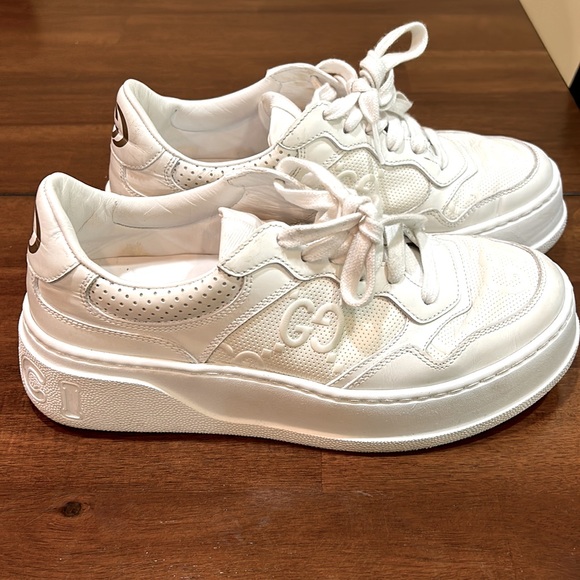 White Gucci Tennis Shoes “WOMEN'S GG EMBOSSED SNEAKER” - Picture 5 of 5